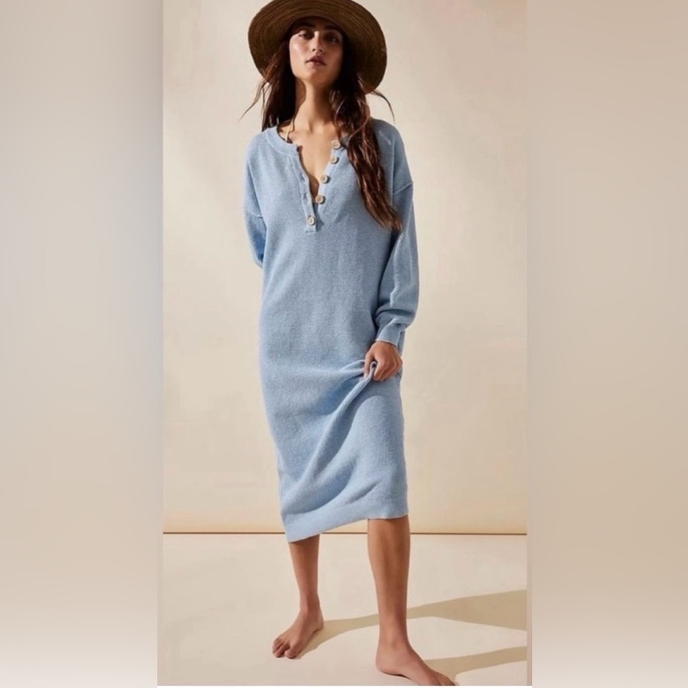 Free People Light Blue Knit Maxi Dress